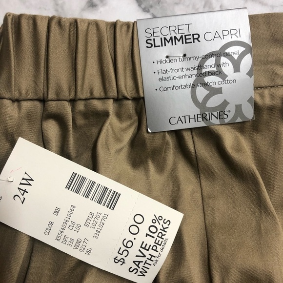Catherine's Pants Size 24W Beige Secret Slimmer Capri's Plus Size NWT - Picture 3 of 5